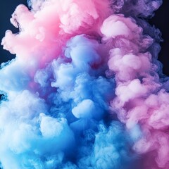 Fototapeta premium A vibrant swirl of pink and blue smoke creates a mesmerizing backdrop ideal for artistic projects, graphic design, or as a cover for music and events, conveying creativity and dynamism,