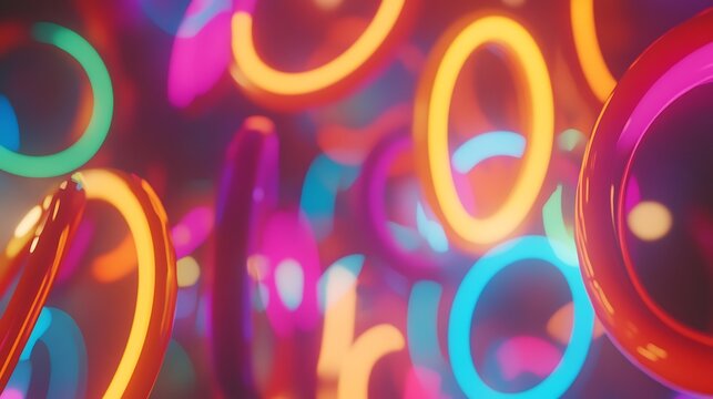 Abstract Colorful Rings Illuminated In Vivid Hues