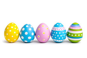 Fototapeta premium Colorful easter eggs collection isolated on white background
