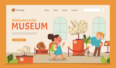 International museum day landing page template in flat design