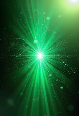 Fototapeta premium Emerald energy flare with swirling particles. 3D render, clipart style, with white tones