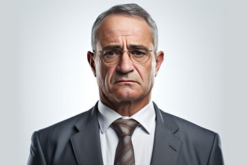 Headteacher Portrait Isolated on White Background: Professional Leadership Profile