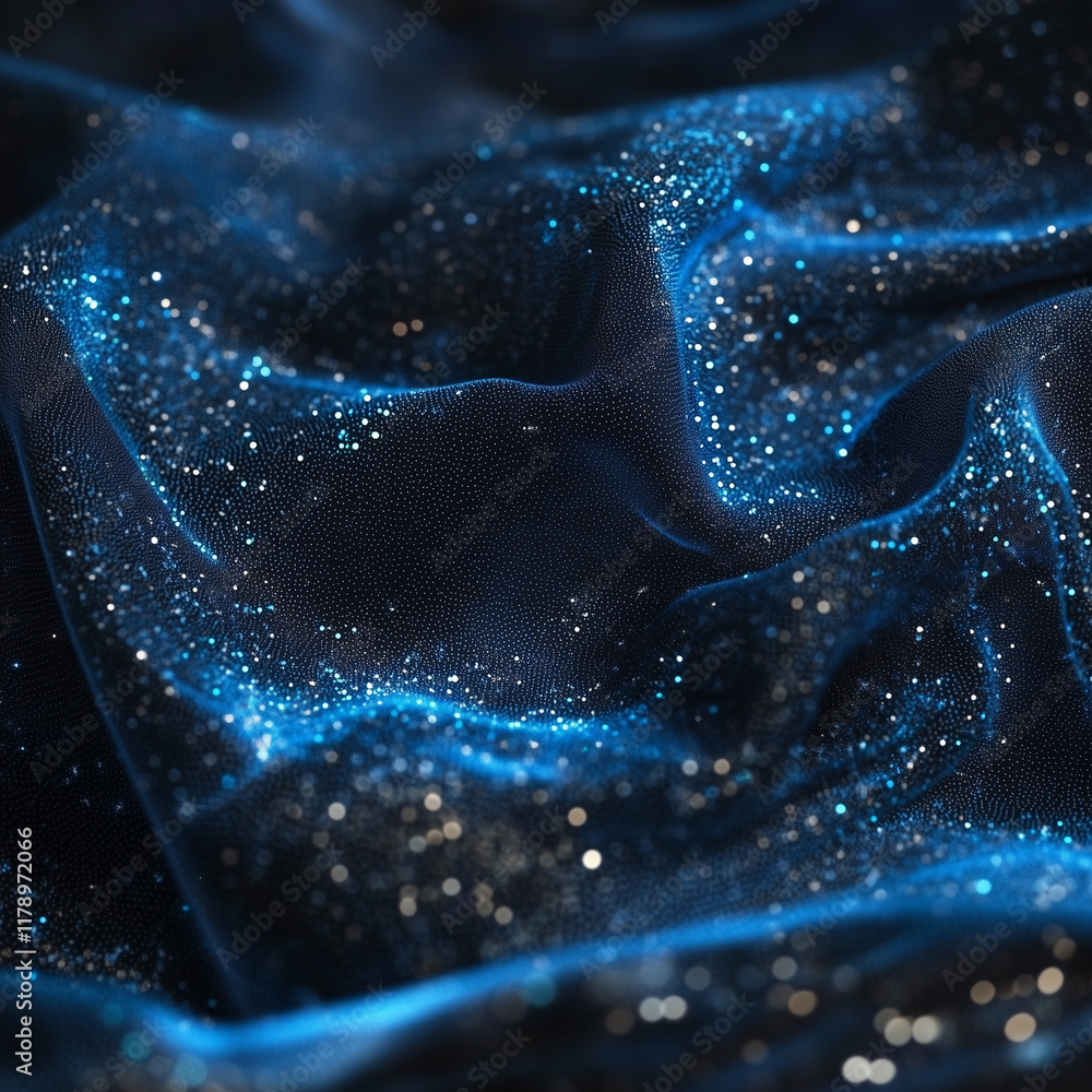 Poster futuristic blue light particles creating abstract digital waves. background of digital waves artific