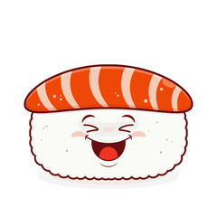 sushi salmon playful face cartoon cute