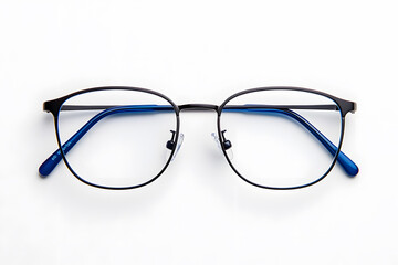 Fototapeta premium A pair of classic, black-rimmed eyeglasses isolated on white background