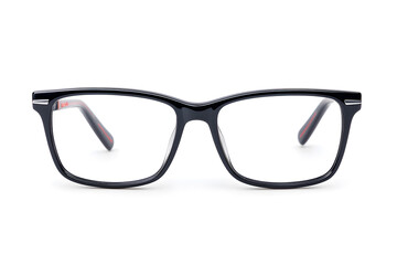 Fototapeta premium A pair of classic, black-rimmed eyeglasses isolated on white background