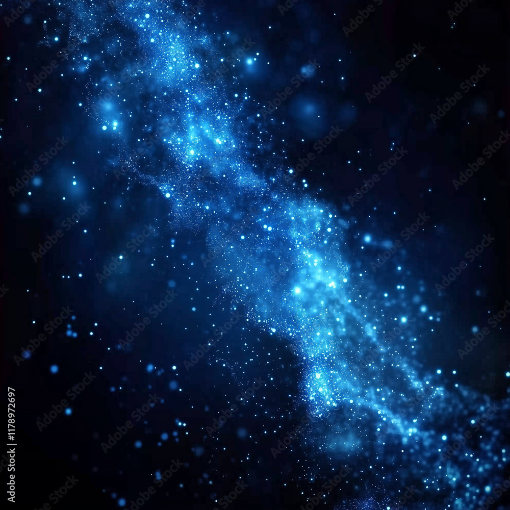 Poster futuristic blue light particles creating abstract digital waves. background of digital waves artific