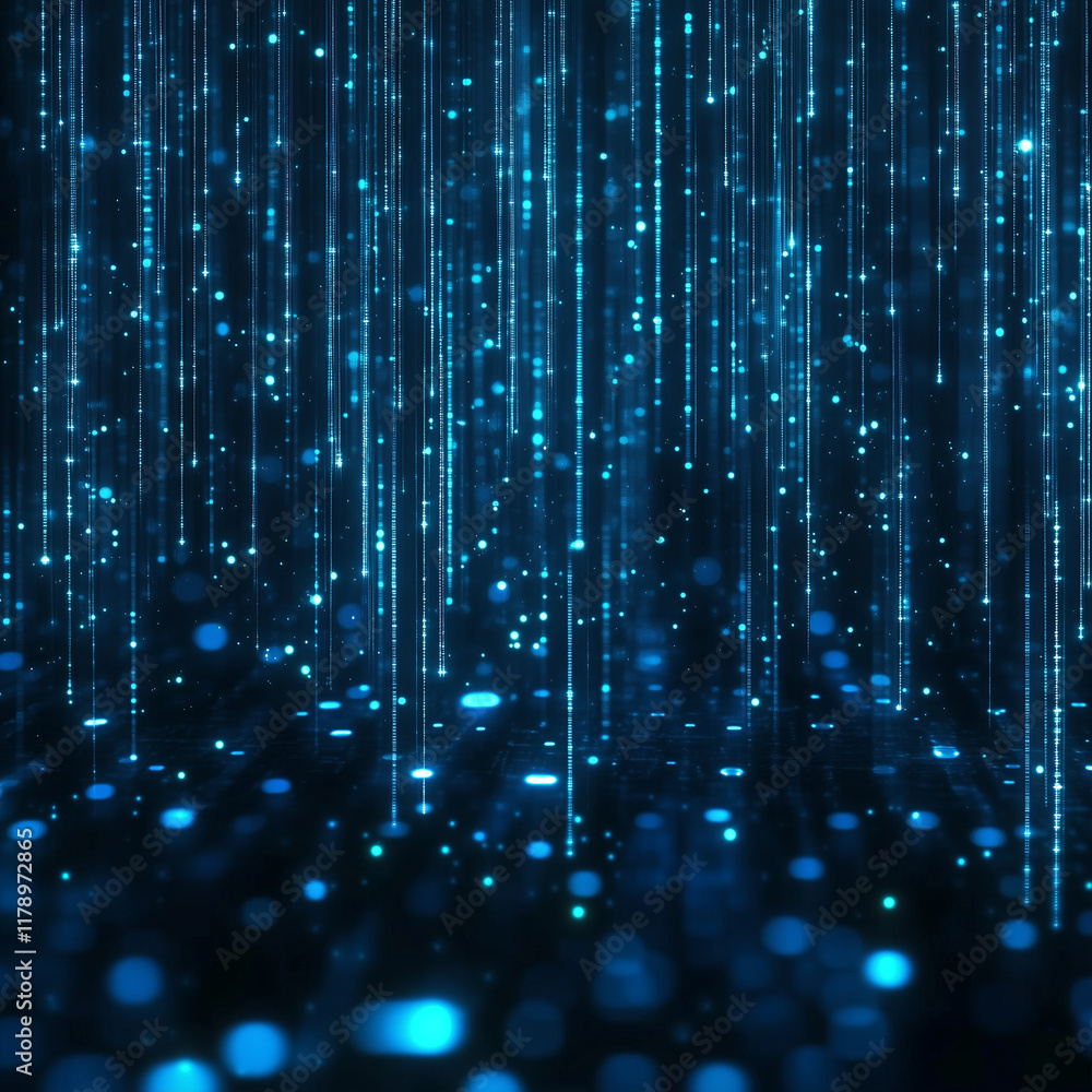 Poster futuristic blue light particles creating abstract digital waves. background of digital waves artific