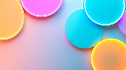 Colorful circles with neon accents on a pastel background