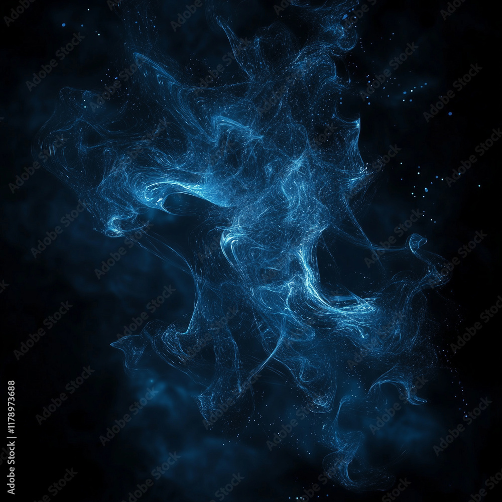Aufkleber futuristic blue light particles creating abstract digital waves. background of digital waves artific