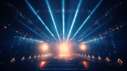 Obraz premium Vibrant Stage Lights Illuminating a Live Performance Area with Dynamic Glowing Effects and Stunning Visuals for Captivating Events