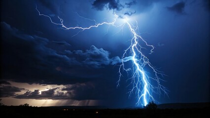 Bright Electric Lightning Background on Stormy Sky