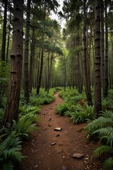 Fototapeta premium hiking trail,Hiking trails surrounded by dense forest