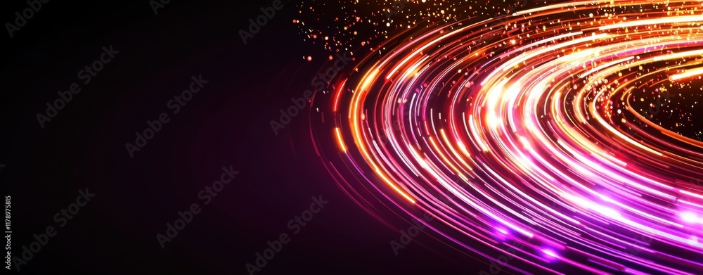 Aufkleber a vibrant swirl of colorful light trails against a dark background, creating a dynamic and energetic
