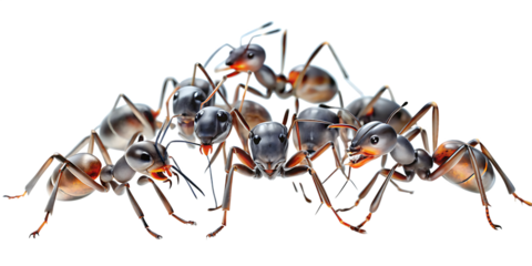 ants on the ground isolated on white background PNG.AI GENERATED