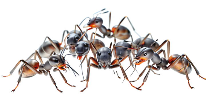 ants on the ground isolated on white background PNG.AI GENERATED