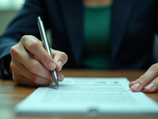 Closeup of lawyer or executive signing a contract