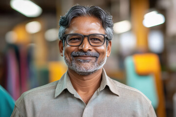Obraz premium indian man standing at garmet shop