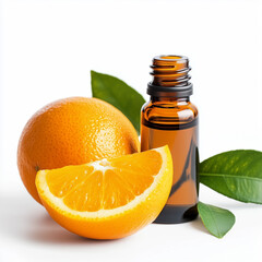 Orange essential oil with orange isolated
