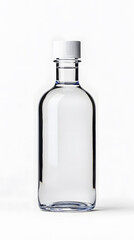 A small clear glass bottle of liquid mock up isolated on white background