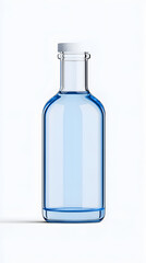 A small clear glass bottle of liquid mock up isolated on white background
