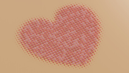 3d rendering for Valentine's Day. 3D illustration of the symbol of love - a large heart made of many small elements. The idea of unity, union, love and fidelity.