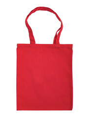 Red canvas bag is isolated on a white background.