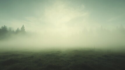 Obraz premium Misty forest landscape at dawn.