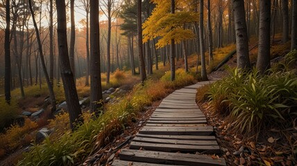 hiking trail,Hiking Trail in Fall

