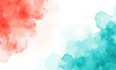 Abstract orange and teal watercolor background