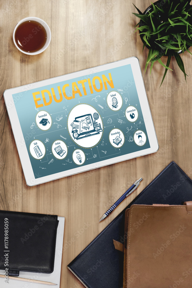 Poster e-learning website with sofware for student to study online on the internet network snugly