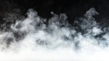 Obraz premium Gray smoke blending into a black background, dramatic effect 