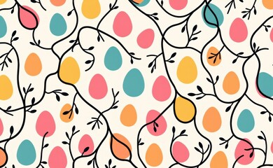 A vibrant arrangement of colorful Easter eggs nestled in a geometric pattern, forming a cheerful and festive background.