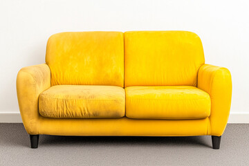 Yellow Two-Seater Sofa with Stains