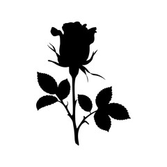 Simple rose bud silhouette icon vector illustration design on white background.