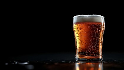 glass of cold beer with foam in bar or pub. For Oktoberfest festival, St Patrick Day celebration, banner, design, menu, blog, cover, presentation, social media, linkedin, business