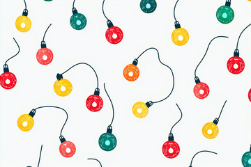 Colorful decorative lights on a whimsical background.