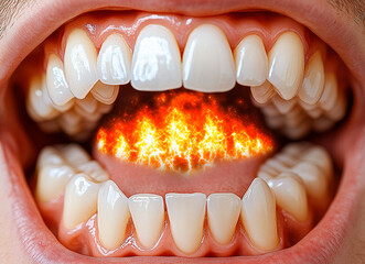Human Mouth with Superimposed Flames
