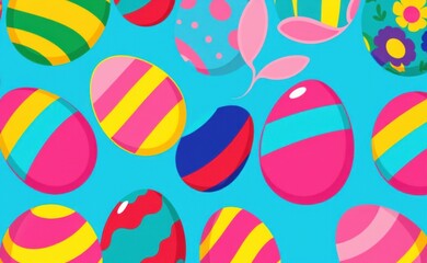 A vibrant arrangement of colorful Easter eggs nestled in a geometric pattern, forming a cheerful and festive background.