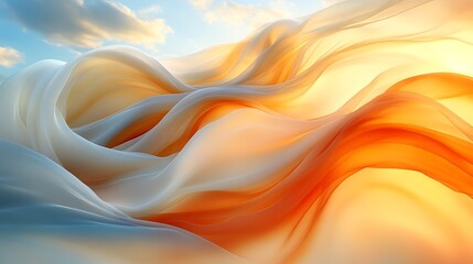 Obraz premium Abstract flowing fabric, sunset colors.