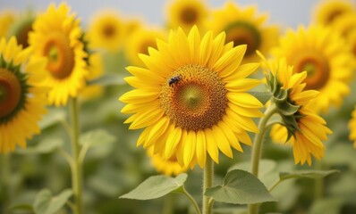 Vibrant sunflower field in bloom