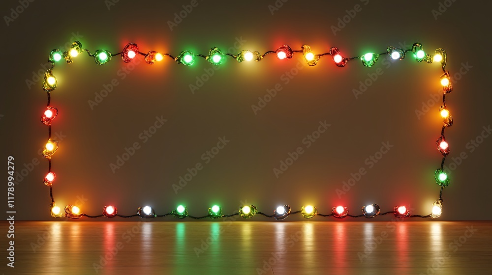 Aufkleber colorful string lights form a rectangular frame