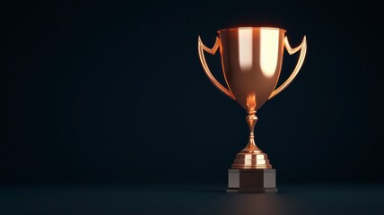 Realistic 3D Glowing Trophy with Detailed Textures on a Dark Background, Perfect for Celebrating Achievements and Recognition in Competitive Events