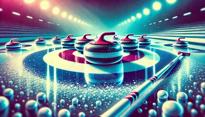 Vibrant Winter Sports Curling Stones Scene