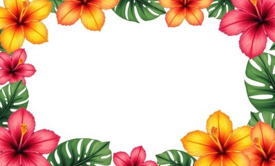 Vibrant floral border with tropical feel