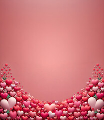 background with a heart border. For Valentine's day or Mother's day, Copy space for text. For banner. design, presentation, social media, blog