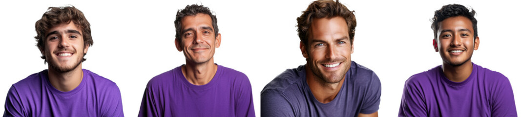 Fototapeta premium A portrait of a young, handsome guy smiling, wearing a t-shirt, isolated.