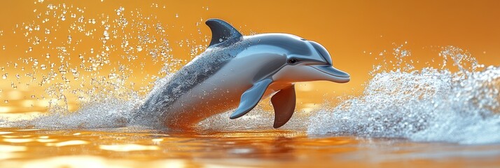 Fototapeta premium Dolphin Leaping at Sunset: A Breathtaking Ocean Moment
