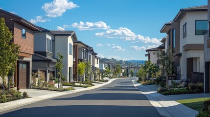 Street of modern suburban homes