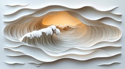 Paper Waves: A 3D Paper Cut Art of Ocean Waves
